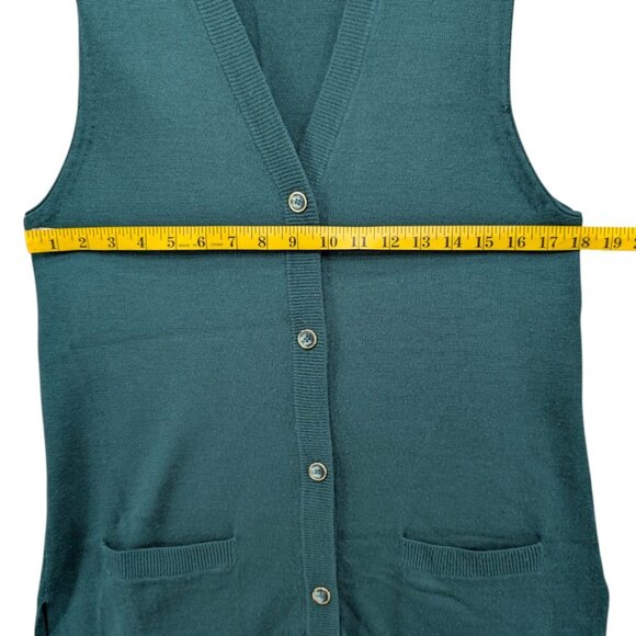 Vtg Preston York Cardigan Vest Mens Green Wool Blend Button Front Size M - Picture 8 of 10